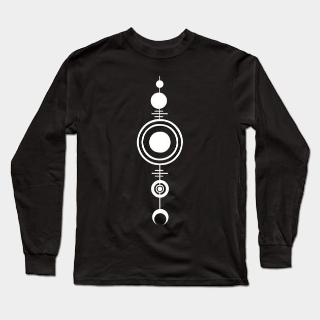Geometric art of planets and moon Long Sleeve T-Shirt by SAMUEL FORMAS